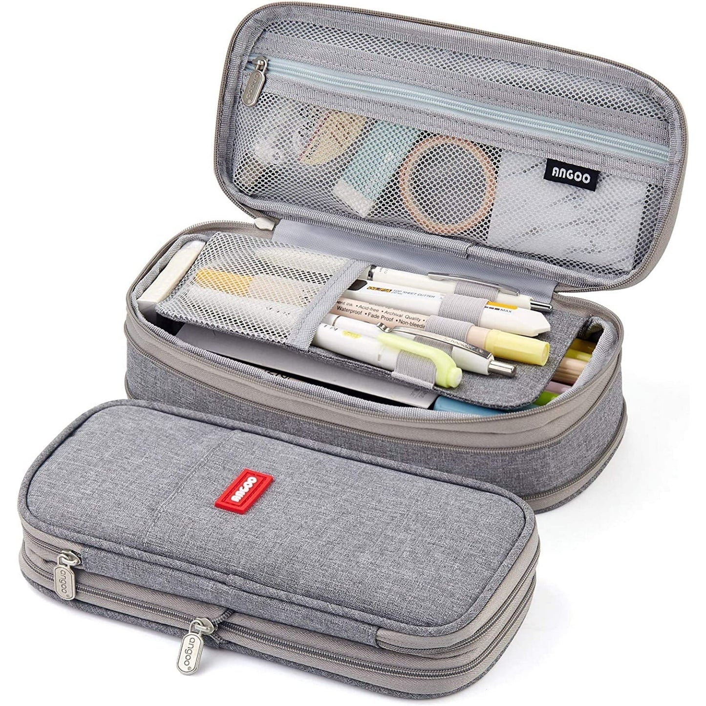 Onekawa Double-Layer Canvas Pencil Case – Large Capacity Organizer for Office & College