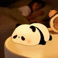 Onekawa Cute Panda Night Light,LED Squishy Panda Lamp for Kids Sleep,Food Grade Silicone Novelty Animal Night Lamps for Office Desk,3 Level Dimmable,Cool Gifts Kids