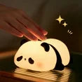 Onekawa Cute Panda Night Light,LED Squishy Panda Lamp for Kids Sleep,Food Grade Silicone Novelty Animal Night Lamps for Office Desk,3 Level Dimmable,Cool Gifts Kids