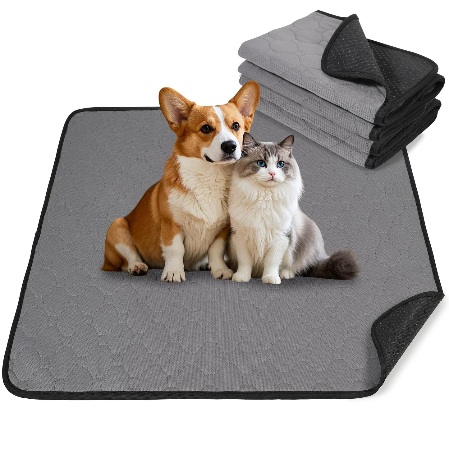 Onekawa Reusable Pee Pads for Dogs,Dogs Waterproof Puppy Potty Training Pee Pad,Washable Pee Pads for Dogs,Grey, 28'' x 35''