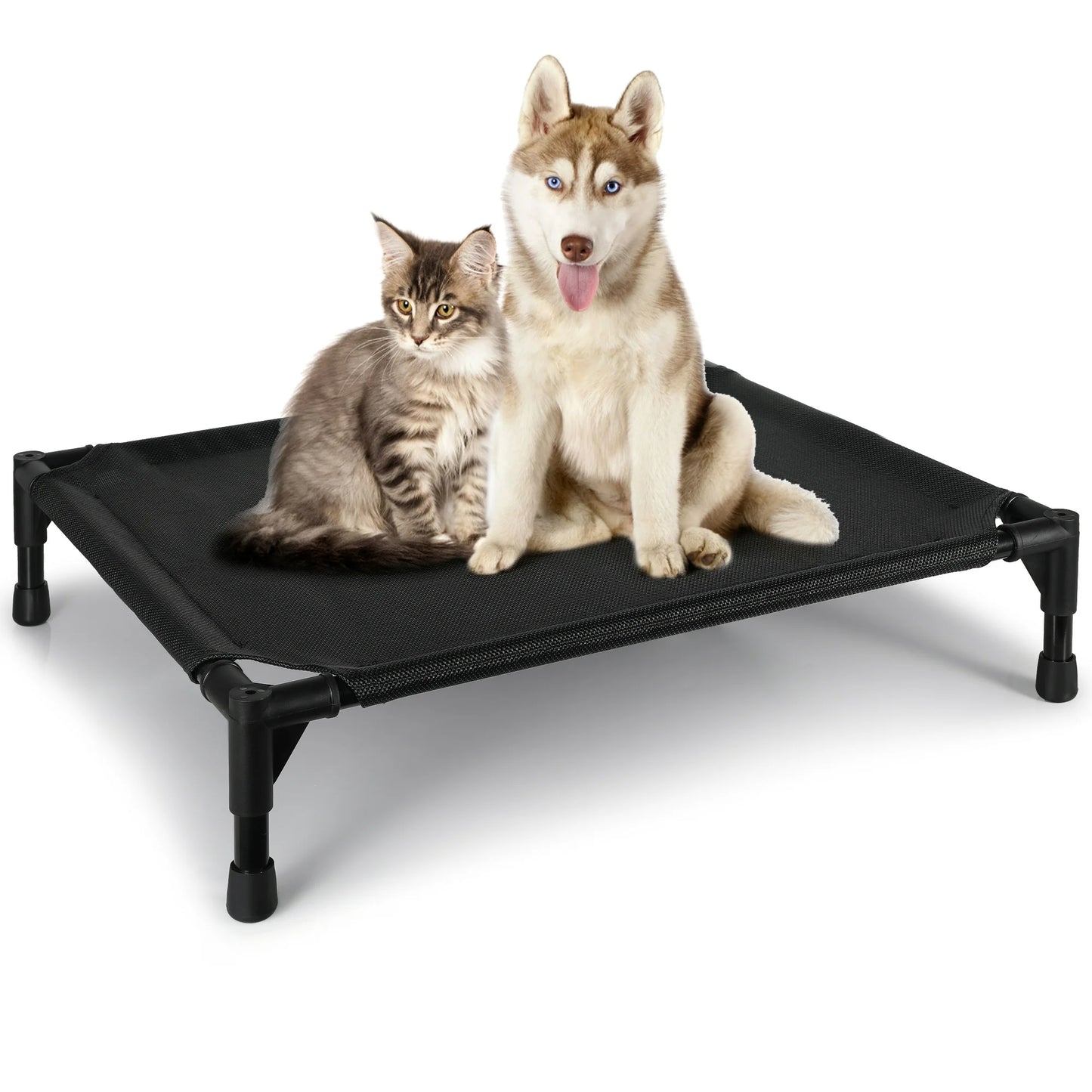 Onekawa Elevated Pet Bed,Portable Raised Pet Cot with Washabl Mesh,Medium 24 X 20 X 5 Inches for Dogs Cats and Small Pets,Black