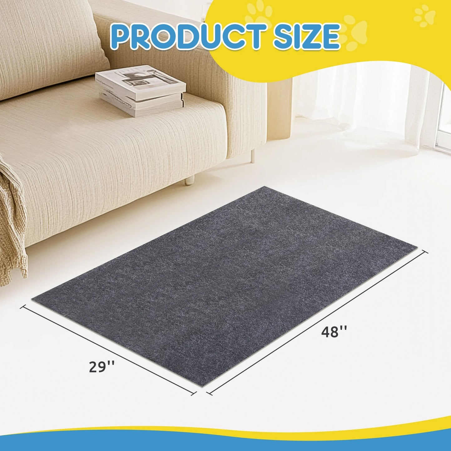 Onekawa Dog Crate Mat Liner, Under Pet Cage Mat,Absorbent, Waterproof, Non-Slip,Washable Puppy Pee Pad,Grey(29”x48”)