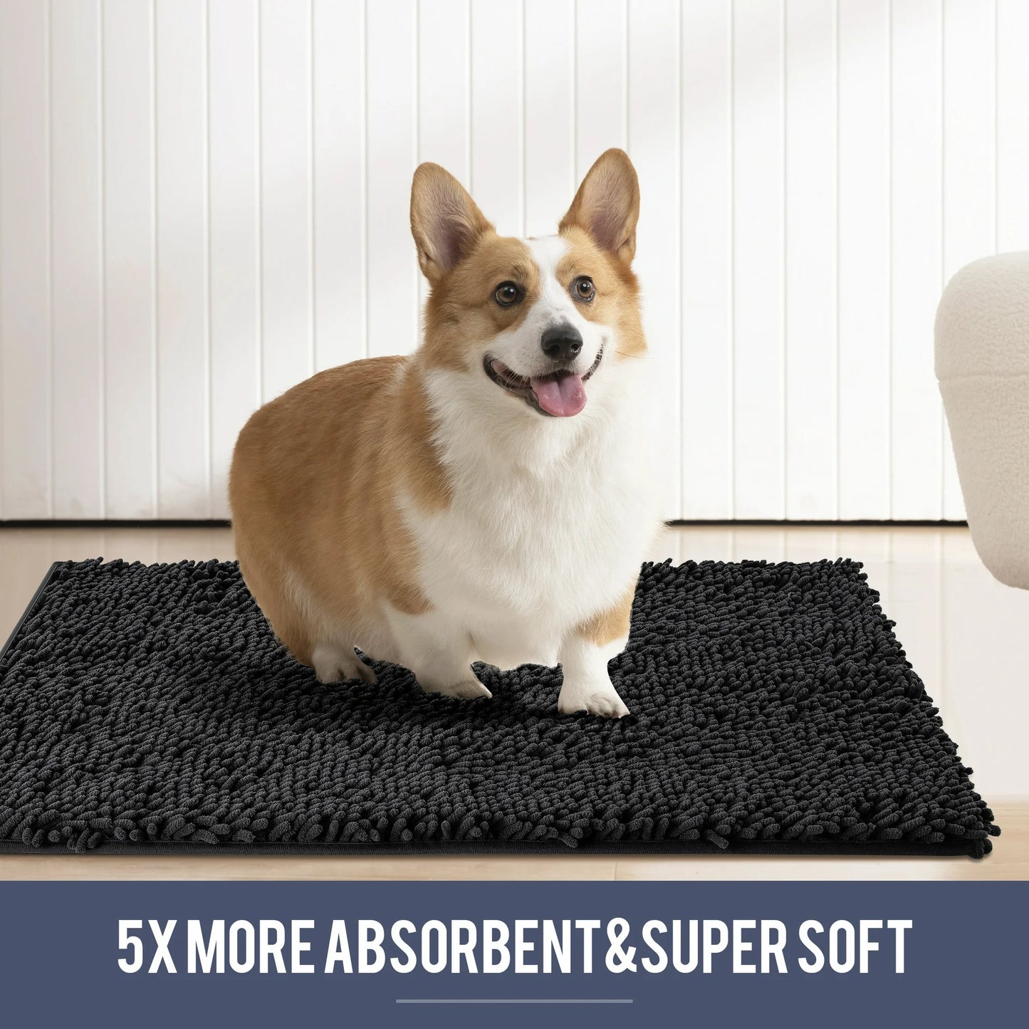 Onekawa Door Mats for Indoor,Mats for Bathroom, Kitchen, and Shower Floor with Good Water Absorption,Non Slip Thick Washable,Black Medium 32"X20"