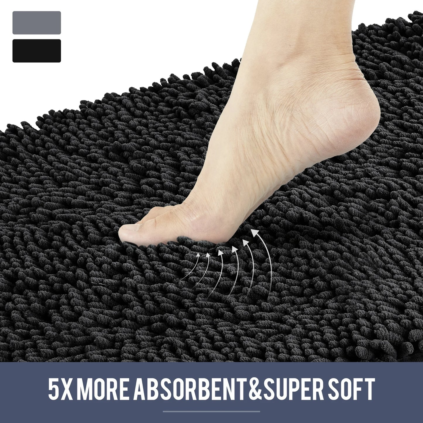Onekawa Door Mats for Indoor,Mats for Bathroom, Kitchen, and Shower Floor with Good Water Absorption,Non Slip Thick Washable,Black Medium 32"X20"