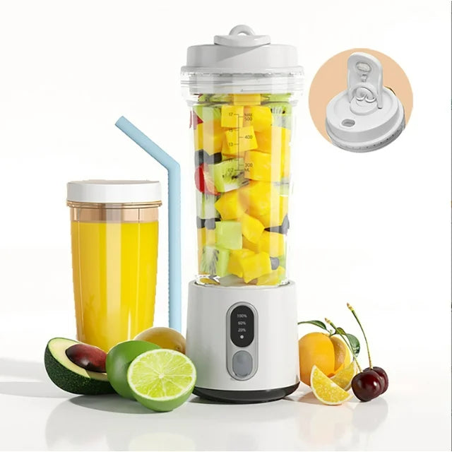 Onekawa Portable Blender,17oz. Vessel,Personal Blender for Smoothies Shakes and Proteins,Juice Cup with Travel Lids for Home Kitchen, Office and Sports,White