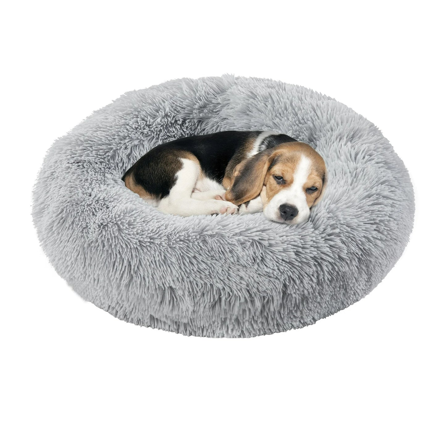 Onekawa Round Dog Bed for Small Dogs, Calming Washable Small Pet Bed, 24" Anti-Slip Soft Fluffy Plush Large Cat Bed for Small & Medium Dog