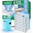 ZALFLEX Vacuum Storage Bags with Electric Pump, 10 Jumbo Size Airtight Vacuum Sealed Space Saver Bag for Clothes, Mattress, Blankets, Duvets, Pillows, Comforters, Travel