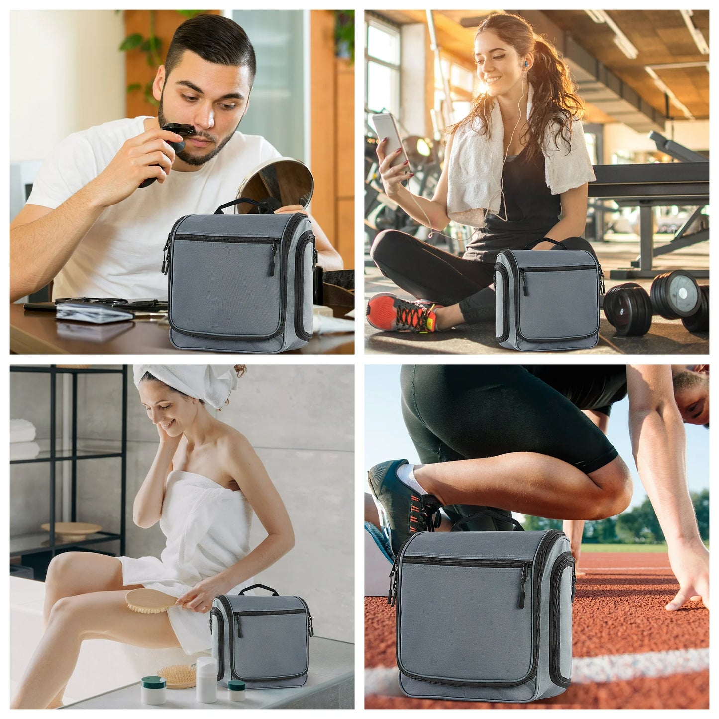 Onekawa Onekawa Toiletry Bag for Women and Men,Hanging Travel Toiletries Organizer ,Travel Makeup Bag,Travel Essentials,Grey