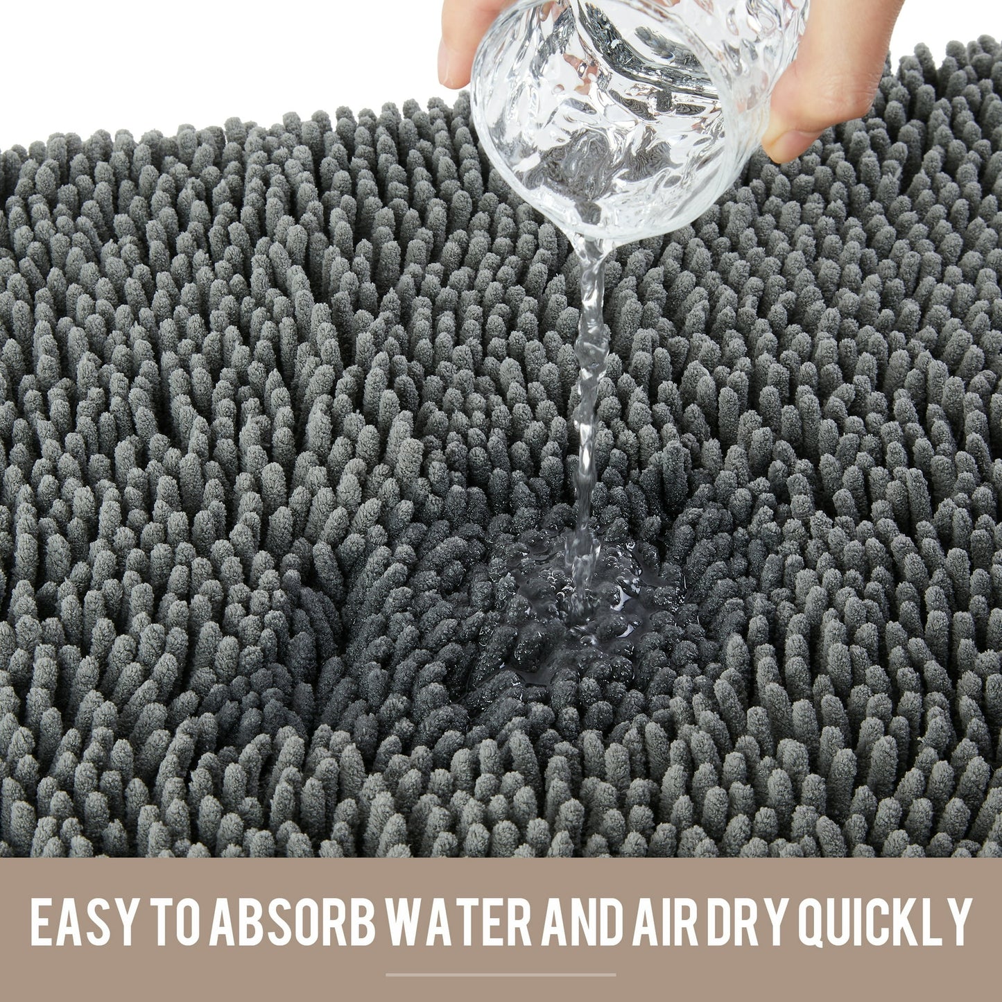 Onekawa Door Mats for Indoor,Mats for Bathroom, Kitchen, and Shower Floor with Good Water Absorption,Non Slip Thick Washable,Grey Medium 32"X20"