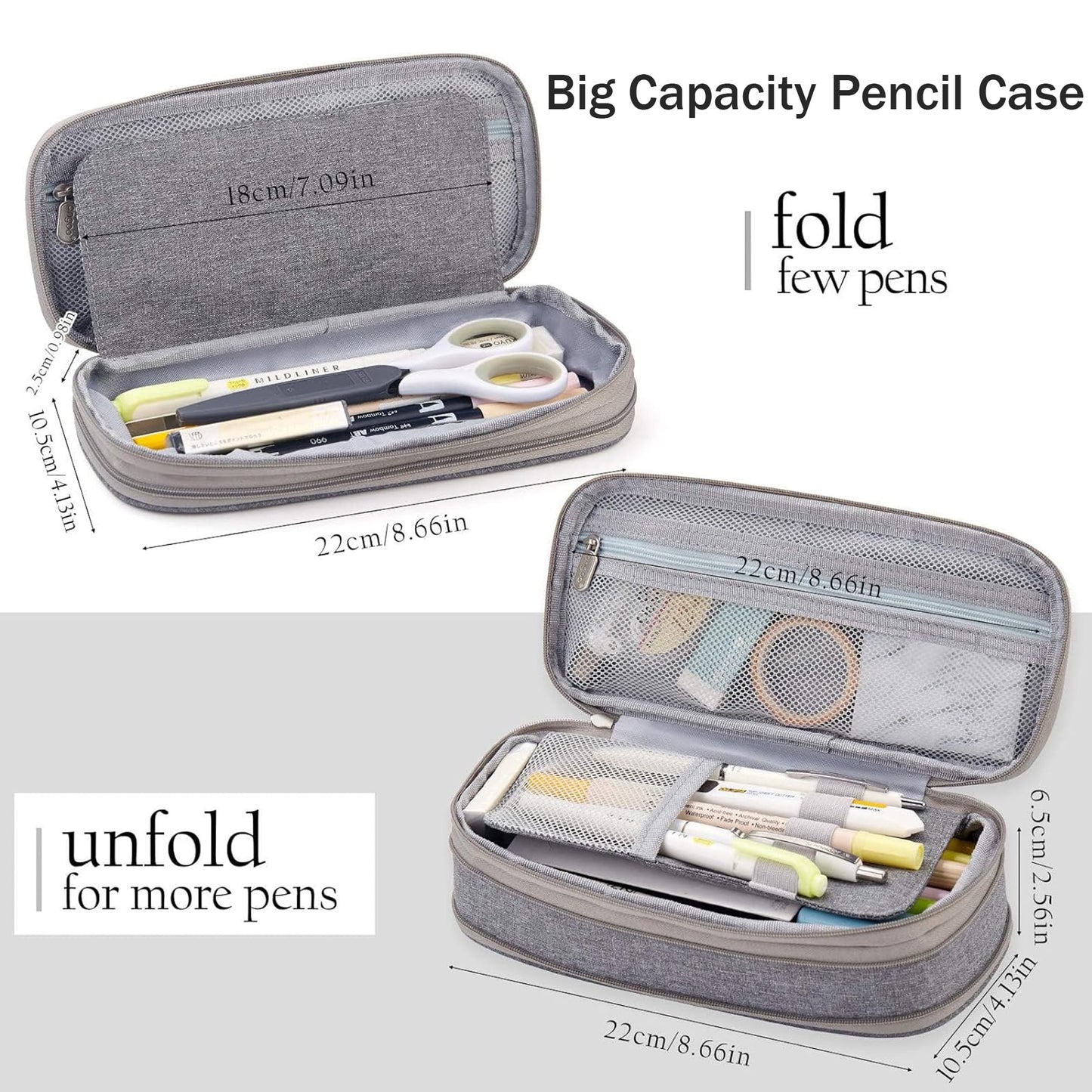 Onekawa Double-Layer Canvas Pencil Case – Large Capacity Organizer for Office & College