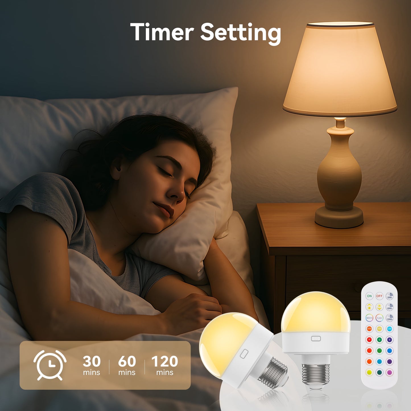 LOFTER-Pro Rechargeable Night Light, Dimmable Remote Control Lamp with 15 Colors & Timer, Adjustable Bedside Light for Bedroom, Bathroom, Hallway (2 Pack)
