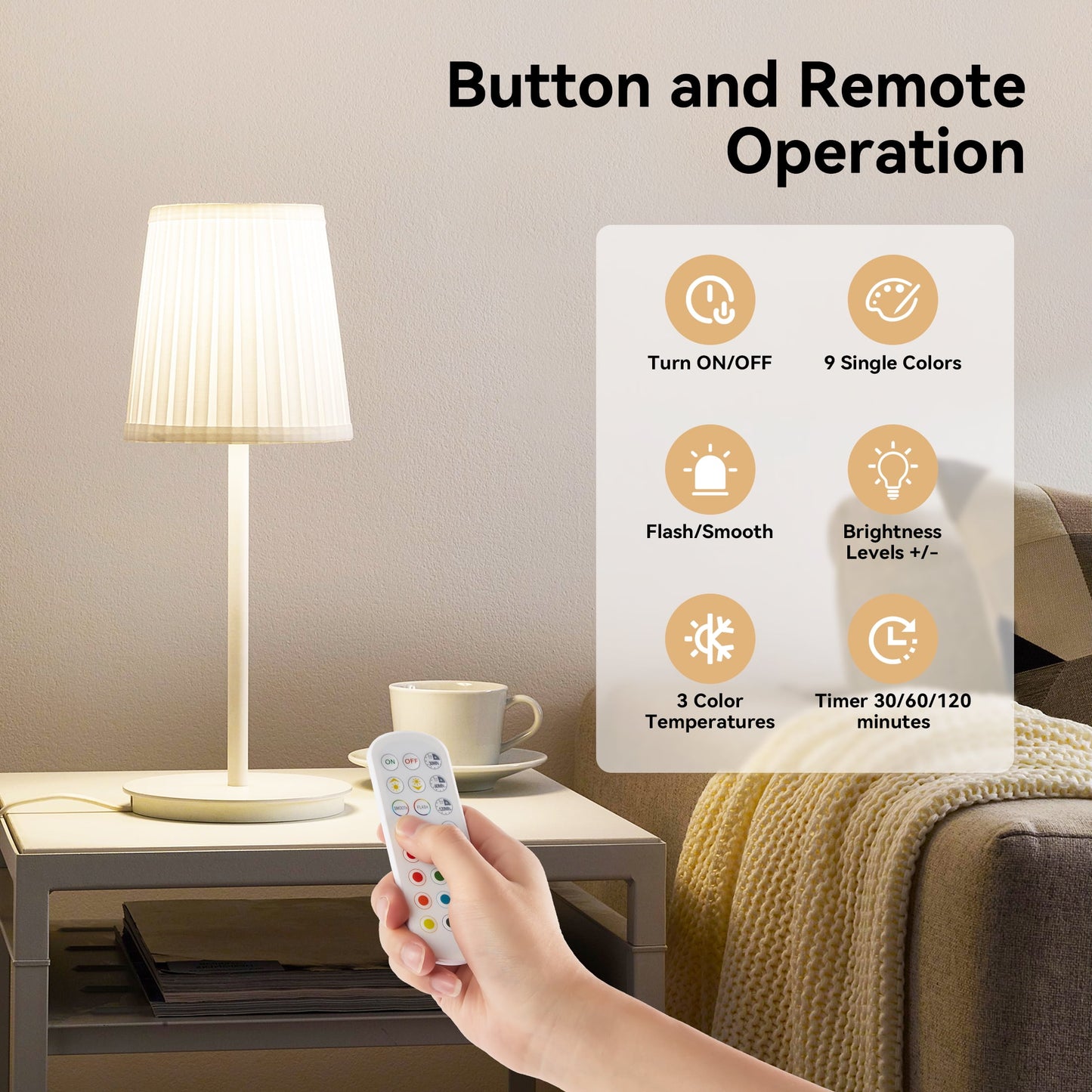 LOFTER-Pro Rechargeable Night Light, Dimmable Remote Control Lamp with 15 Colors & Timer, Adjustable Bedside Light for Bedroom, Bathroom, Hallway (2 Pack)
