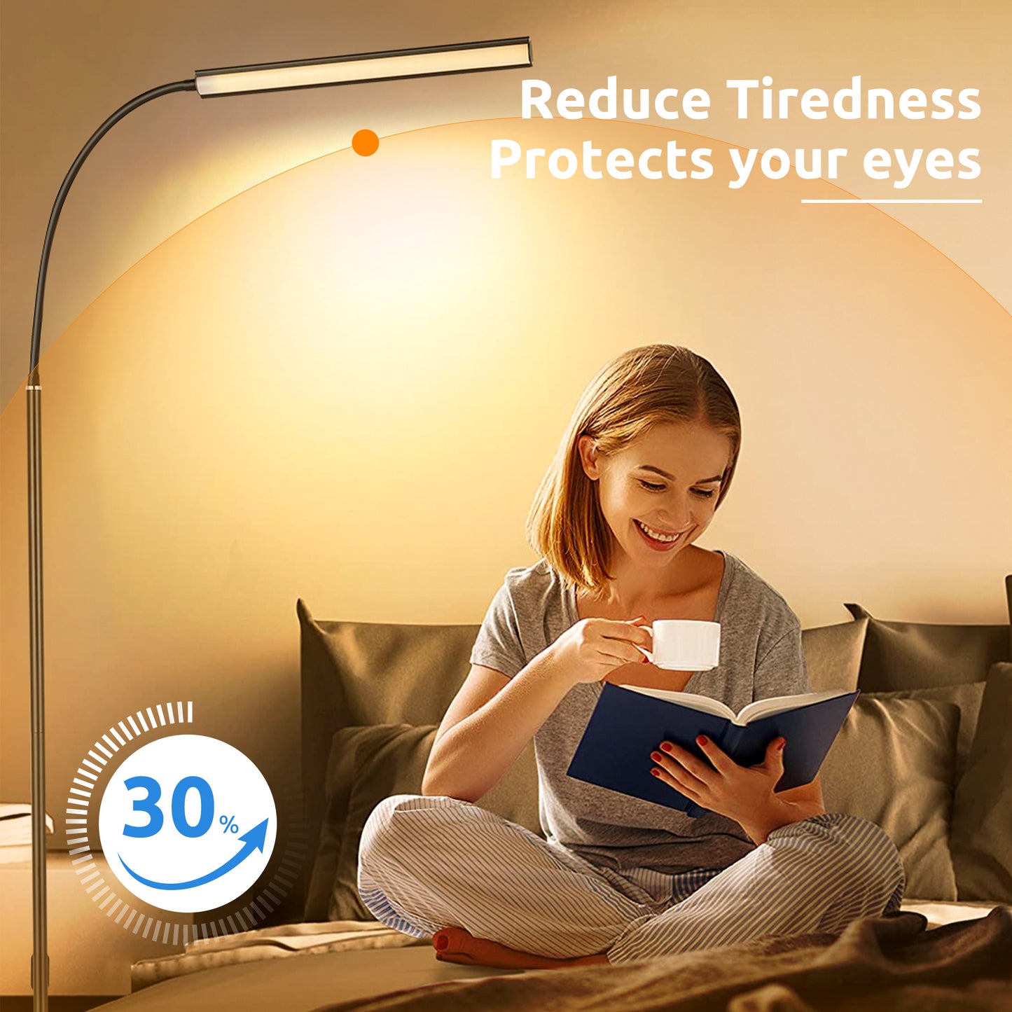 Onekawa Floor Lamps for Living Room,Touchable Floor Lamp,Gooseneck Lamps,3 Color&Flexible Brightness Adjustment