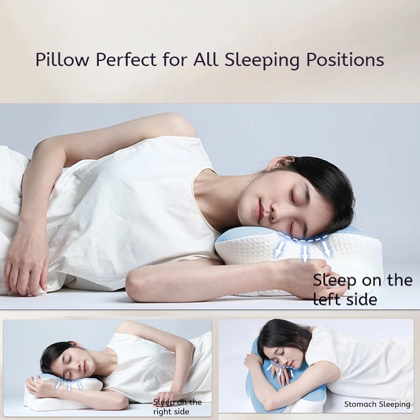 Onekawa Memory Foam Pillows, Pain Relief Cervical Neck Support Pillow for Sleeping, Hollow Design Odorless Pillows for Side Back Sleepers