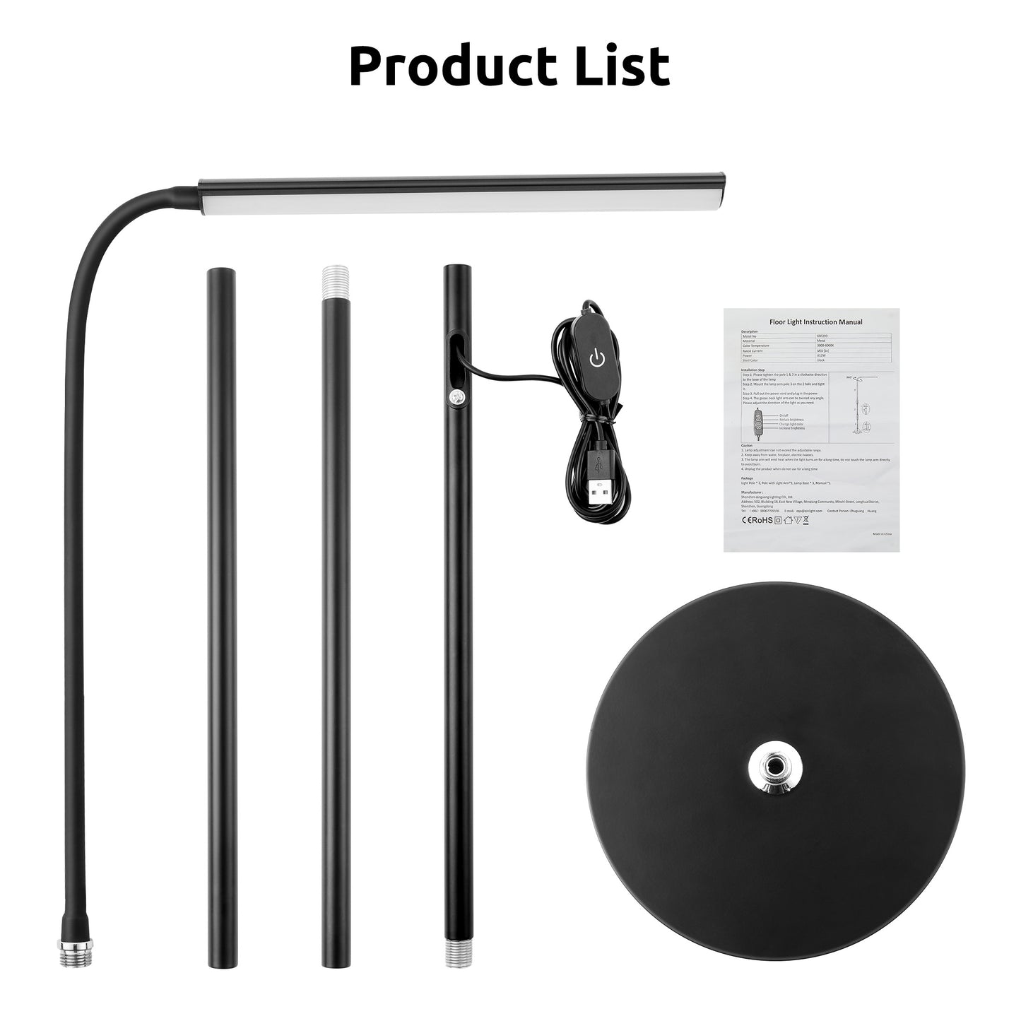 Onekawa Floor Lamps for Living Room,Touchable Floor Lamp,Gooseneck Lamps,3 Color&Flexible Brightness Adjustment