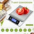 Onekawa Food Scales,Stainless Steel Digital Kitchen Scale with 7 Unit Conversions,Max Weight 33LB,Silver