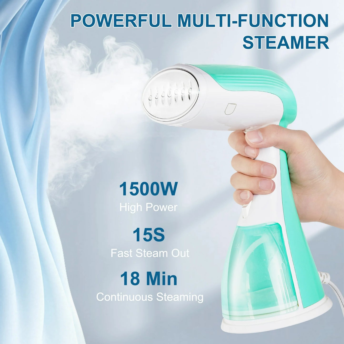Onekawa Handheld Steamer for Clothes, 1350W Clothes Steamer with Large Detachable Water Tank, Fast Wrinkle Remover Portable Garment Steamer, Green