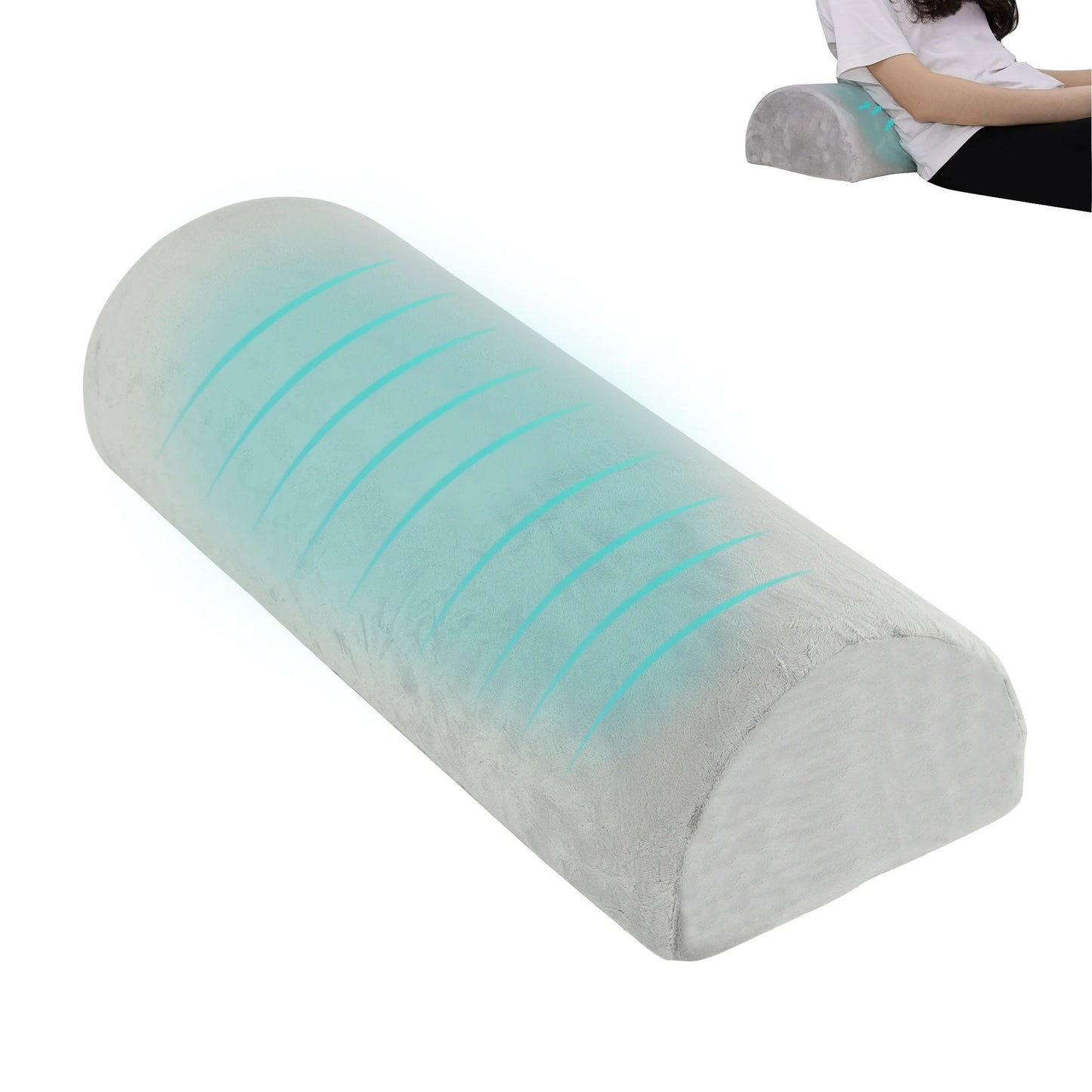 Onekawa Knee Pillow,Comfortable Pure Memory Foam,Half Moon Bolster Pillow for Legs,Knees, Waist, Back, Neck,Machine Washable Cover, Grey
