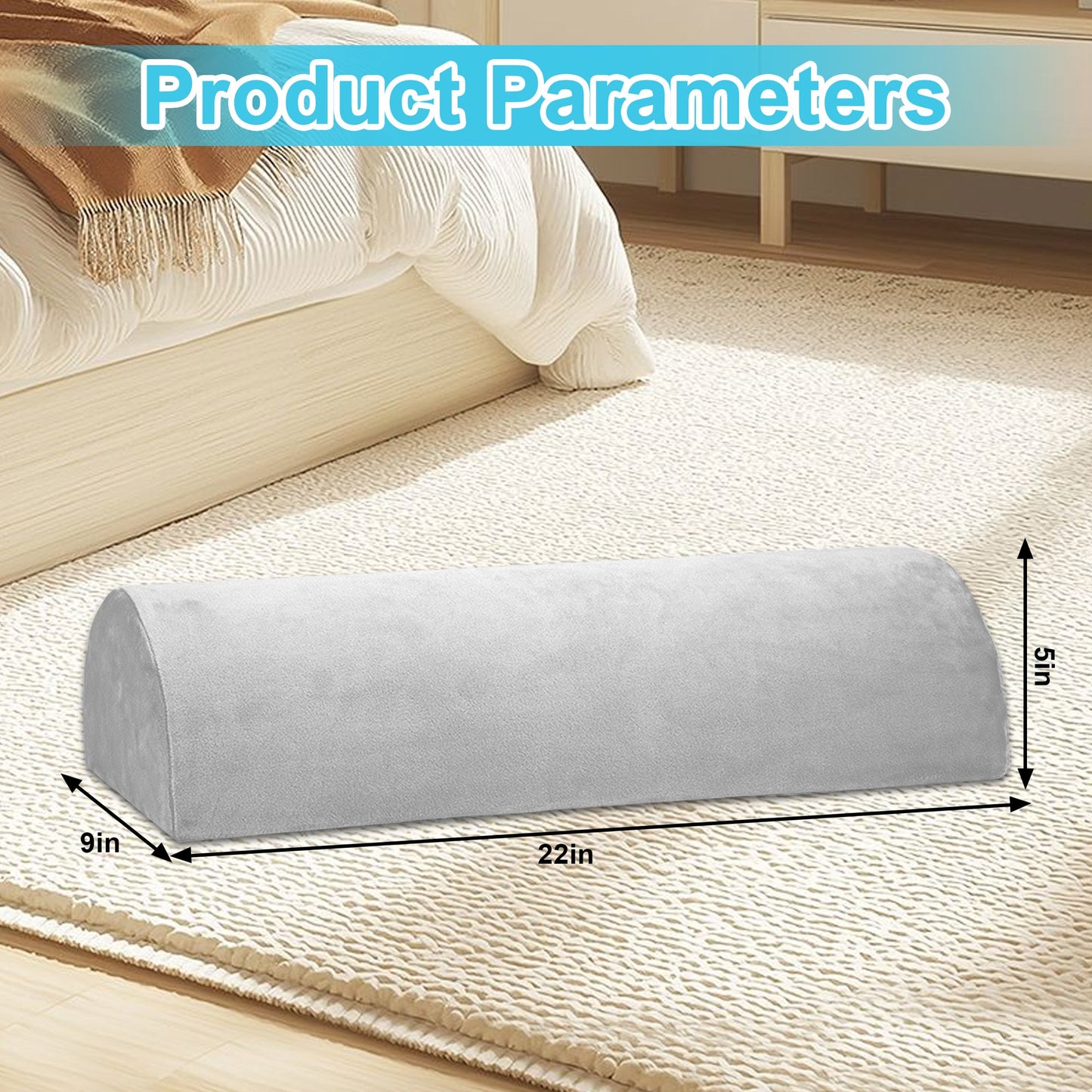 Onekawa Knee Pillow,Comfortable Pure Memory Foam,Half Moon Bolster Pillow for Legs,Knees, Waist, Back, Neck,Machine Washable Cover, Grey