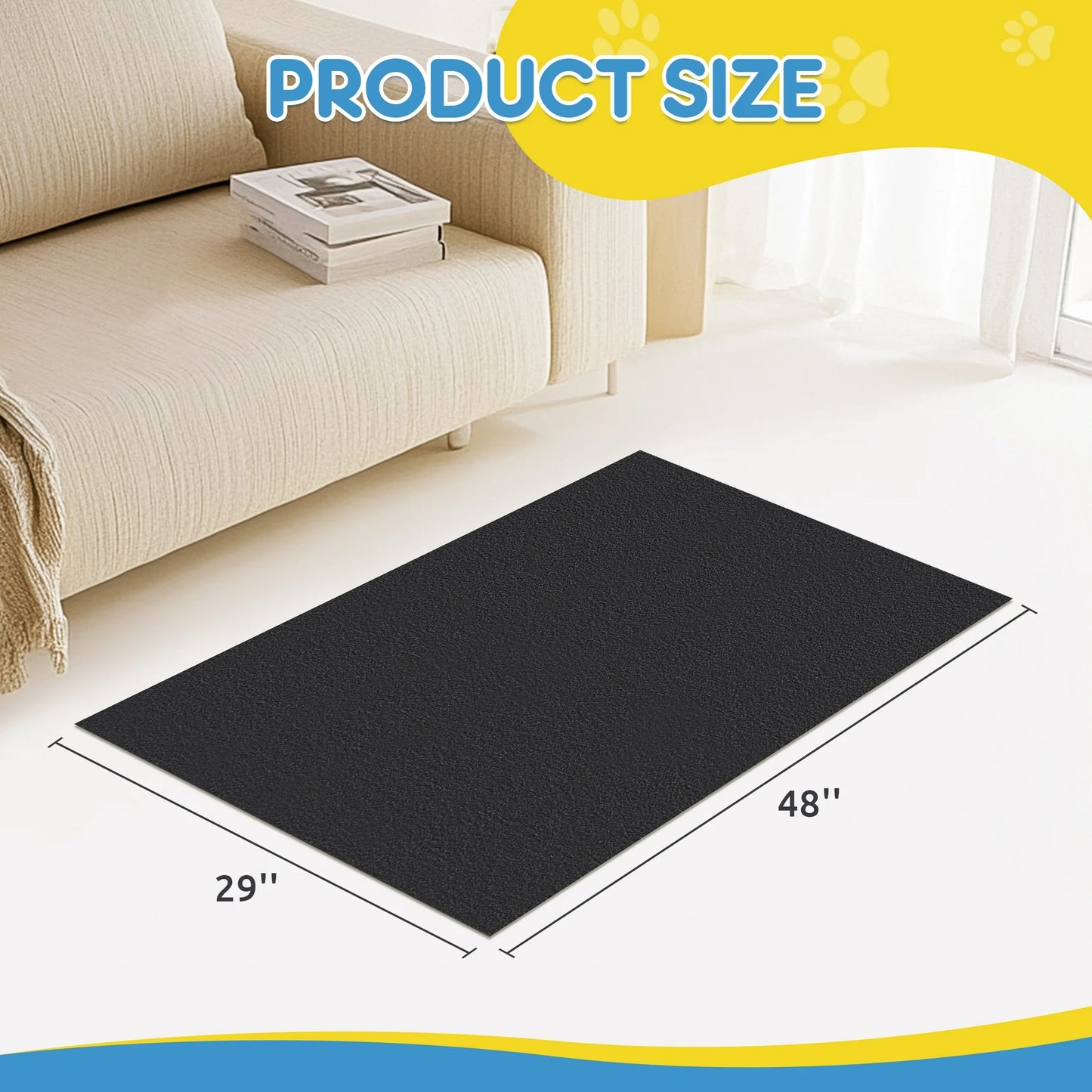 Onekawa Dog Crate Mat Liner, Under Pet Cage Mat,Absorbent, Waterproof, Non-Slip,Washable Puppy Pee Pad,Black,Thin(29”x48”)