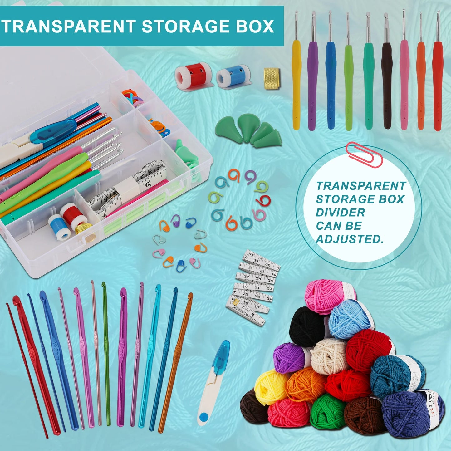 Onekawa 73 PCS Crochet Kit for Beginners - Complete 27 Crochet Starter Kit with Ergonomic Hooks, Yarn Set, Knitting Needles, Storage Bag, Stitch Markers - Ideal DIY Yarn Craft Gift for Adults & Kids