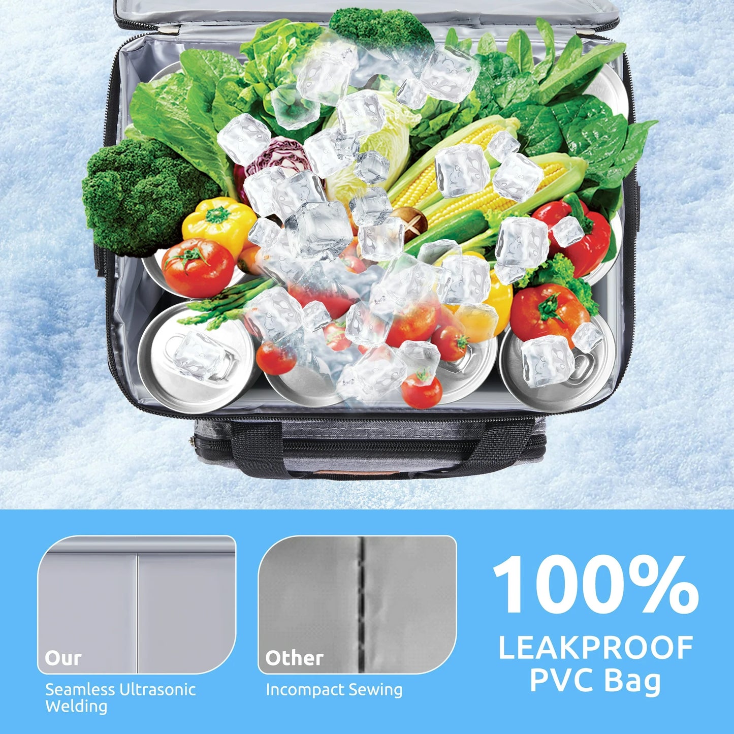 Onekawa Soft Cooler Bag,Collapsible Soft Sided Cooler,Beach Cooler with Multi-Pockets,Large Leakproof Camping Cooler,Portable for Beach,Picnic,travel,work(Grey)