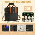 Onekawa Insulated lunch Bag for Women/Men, 20L Expandable Lunch Bag, Adjustable Shoulder Strap, Insulated Leak Proof, Suitable for Outdoor Picnic, Offices (Black)