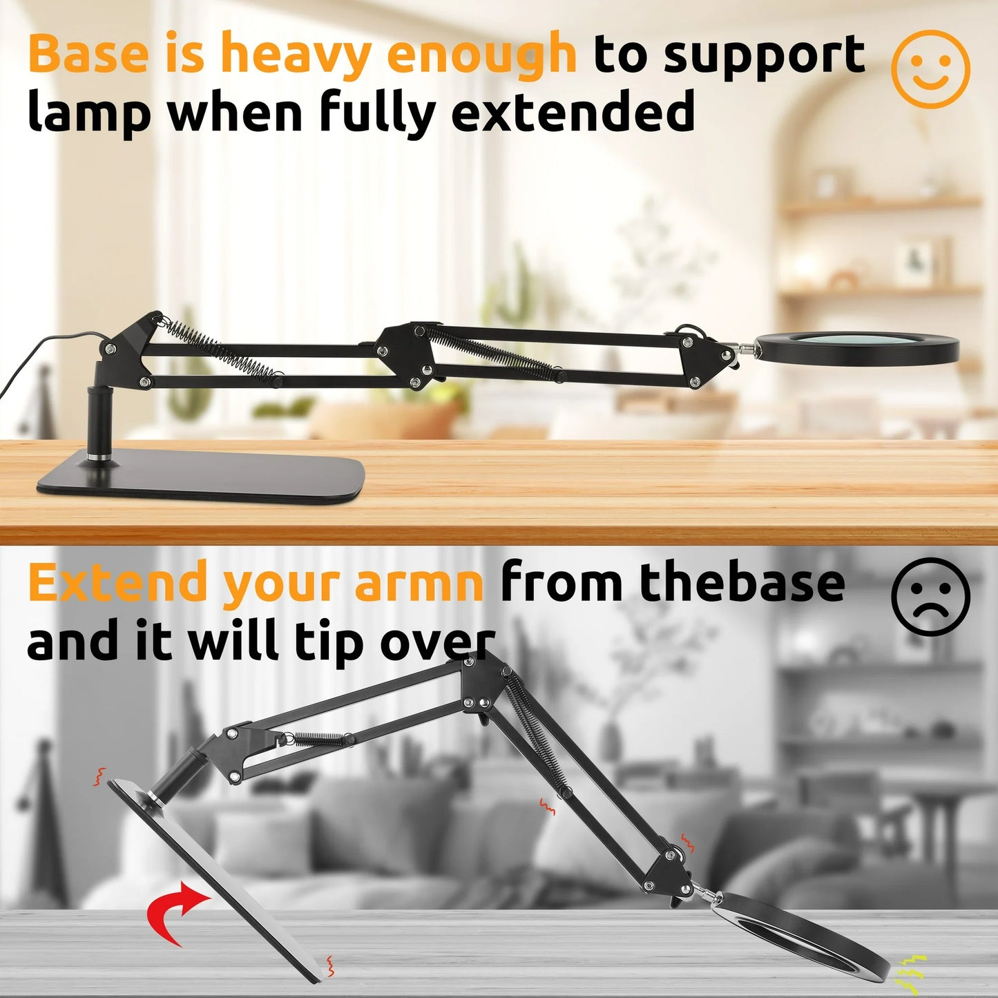 Onekawa Magnifier with Light and Clamp 10x , Real Glass Stand Lighted Magnifier, 3 Color Modes Stepless Dimmable, LED Lighted Magnifying Glasses for Close Work, Crafts, Hobby, Reading, Black