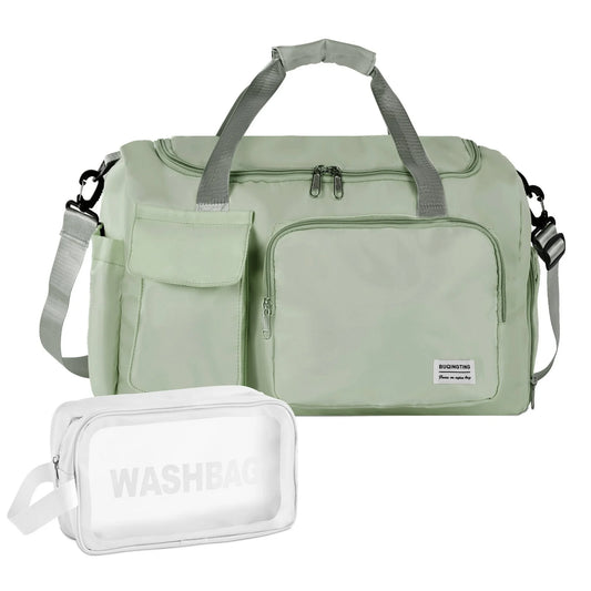 Onekawa Sports Duffel Bag 35L for Men & Women -Travel Duffel Bag , Waterproof Gym Bag with Toiletry Bag, Foldable Travel Backpack for Camping, Yoga, Weekend Trips - Green