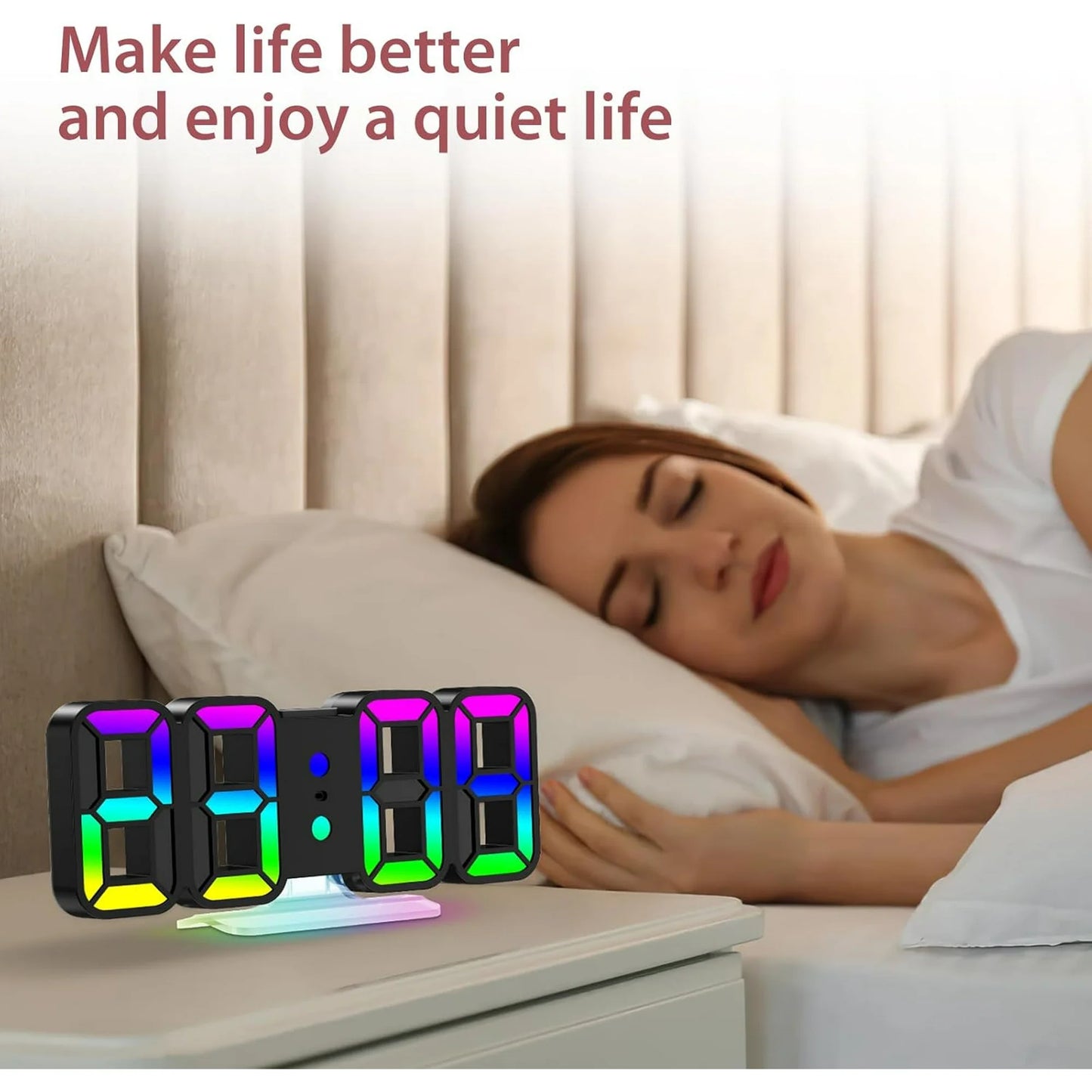 Onekawa Alarm Clock with Remote Control, 9 Inch LED Alarm Clock - Dimmable, Adjustable Brightness, Snooze, Silent Mode, USB Powered, Easy to Read, Modern Digital Clock for Bedroom, Living Room, Offic